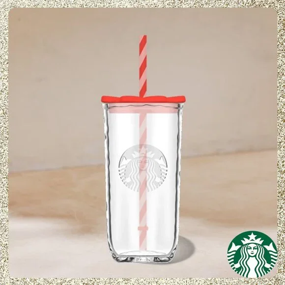 ❤️ NWT 2026 Starbucks Valentine’s Day Heart-Shaped 16oz Glass Tumbler - Picture 6 of 6